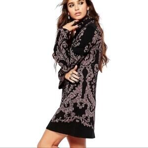 Free People Modern Love Mini Dress Tunic Mock Neck Sweater Dress